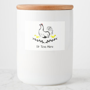 Hen met gele Chicken Line Art Voedselcontainer Etiket