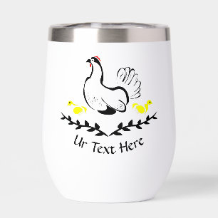 Hen met gele kuikens lijntekening