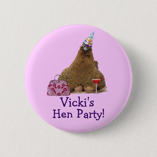 Hen Night Party Hen Button Pin (Voorkant)