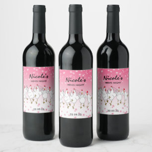 Hen Night Personated Pink Sparkle Wine Label Wijn Etiket
