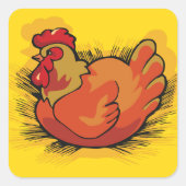 Hen on Nest Bright Farmyard Chicken Vierkante Sticker (Voorkant)