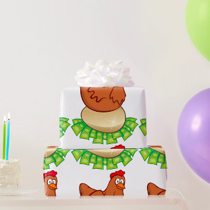 Hen op een gouden eieren cadeaupapier