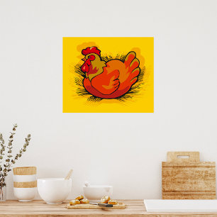 Hen op Nest Heldere Boerderij Kip Poster