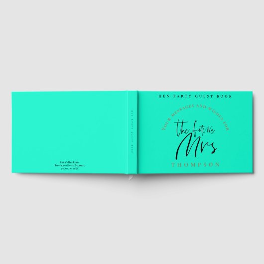Hen Party Future Mrs Name Stylish Script Neo Green Gastenboek (Volledig)