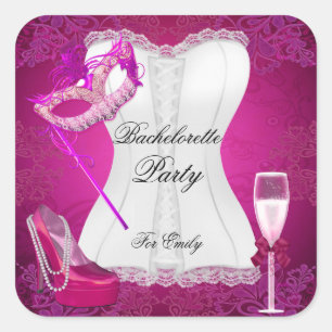 Hen Party korset Roze Schoenen masker Vierkante Sticker