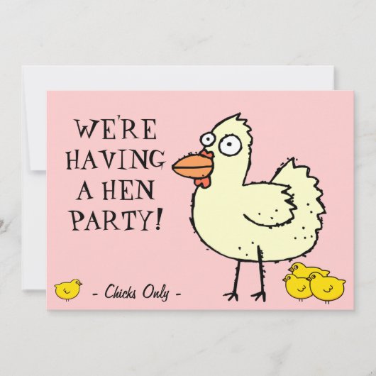 Hen Party. Nodig Chicken uit om een vrijgezellenfe Kaart (Voorkant)