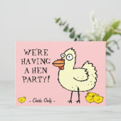 Hen Party. Nodig Chicken uit om een vrijgezellenfe Kaart (Staand voorkant)