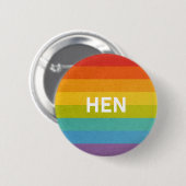 Hen Pronomen Straight Rainbow Ronde Button 5,7 Cm (Voorkant /achterkant)