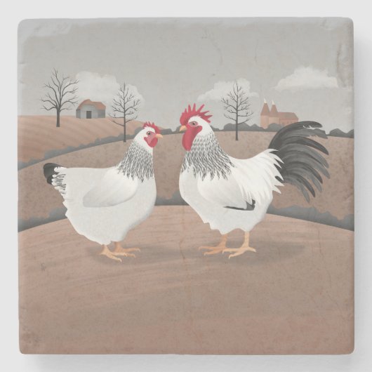Hen & Rooster Stenen Onderzetter (Voorkant)