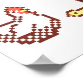 Hen, roster en chick Pixel Poster (Hoek)