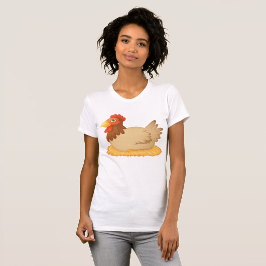 Hen zittend op Nest Schattige Boerderij Animal T-shirt (Voorkant volledig)