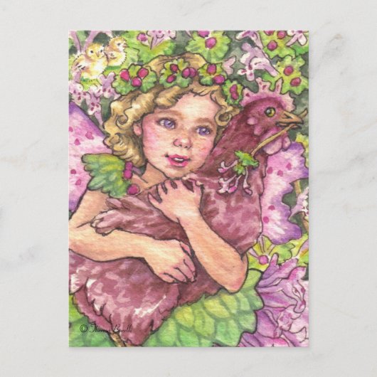 Henbit Fairy étreiner poule poulet Carte postale (Devant)