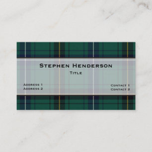 Henderson Blauwgroen Tartan Pset Aangepast Visitekaartje