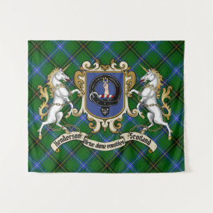 Henderson Clan Badge & Unicorns w/Tartan Wandkleed