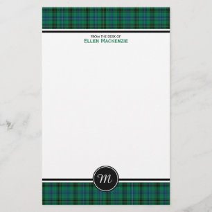 Henderson Clan Tartan Green en Blue Monogram Briefpapier