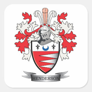 Henderson Family Crest Coat. Vierkante Sticker
