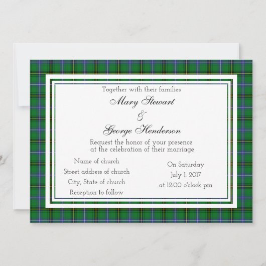Henderson Scottish Wedding Invitation Kaart (Voorkant)