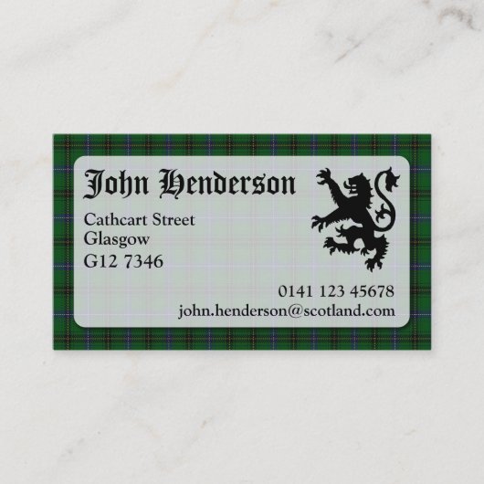 Henderson Tartan Carte de visite (Devant)