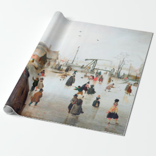 Hendrick Avercamp Ice Skatea vlakbij een dorp Cadeaupapier