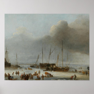 Hendrick Dubbels - Ice-Skating op de oosthaven Poster