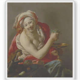 Hendrick ter Brugghen - Bacchante met een aap Sticker