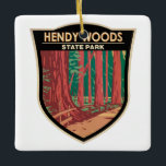 Hendy Woods State Park California Badge Vintage<br><div class="desc">Illustration Hendy Woods State Park dans un style badge.</div>