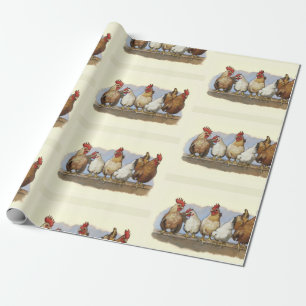 Henen en roosters, Chicken Art, Pluimvee Cadeaupapier