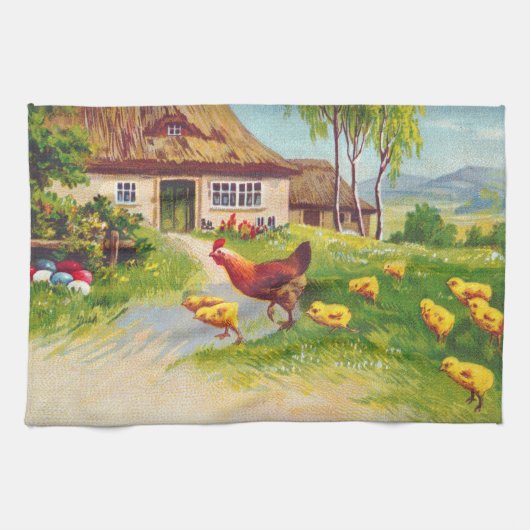 Henen, kippen en paaseieren theedoek (Horizontaal)