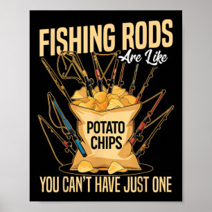 Hengelroeden om te werpen en vangen zijn als chips poster
