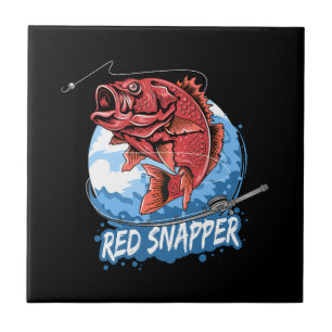 hengelvis-rood-snapper-visser-kunstwerk-vector tegeltje