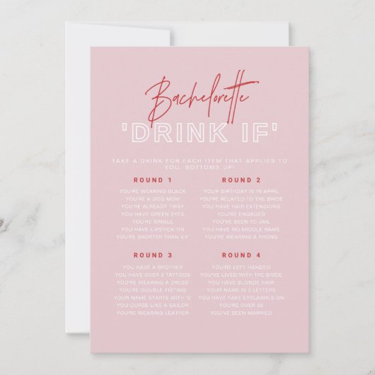 HENLEY Roze en Rode Bachelorette Drink Als Spel Kaart (Voorkant)