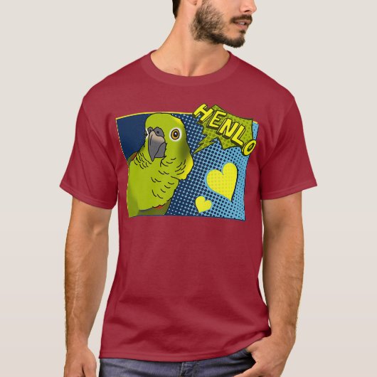 Henlo Birb memes Funny Comic Yellow Naped Amazon T-shirt (Voorkant)