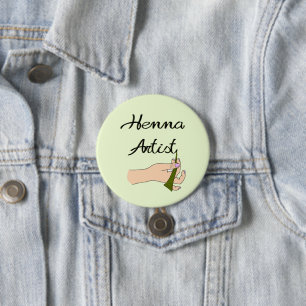 Henna Artist met Henna Cone Ronde Button 7,6 Cm