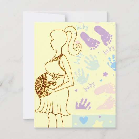 Henna Baby shower empreintes Invitation (Devant)