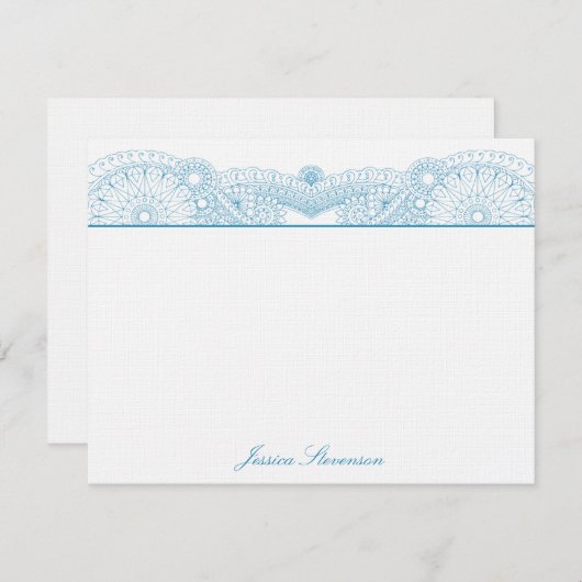 Henna Custom Flat Note Card (blauw) Notitiekaartje (Voorkant / Achterkant)