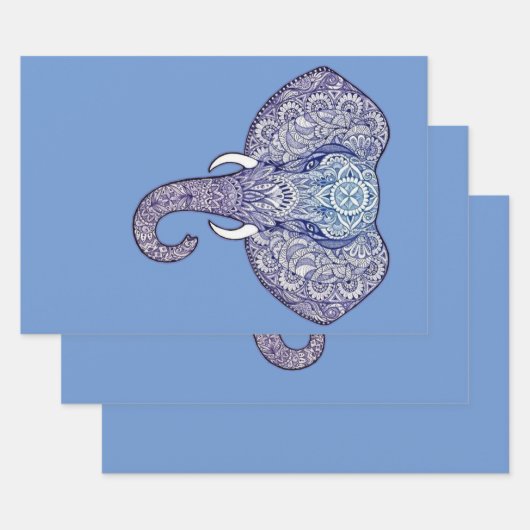 Henna Elephant Art Inpakpapier Vel (Set)