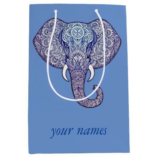 Henna Elephant Art Medium Cadeauzakje (Voorkant)