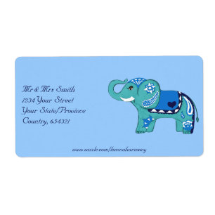 Henna Elephant (blauw/lichtblauw) Etiket