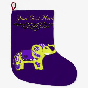 Henna Elephant (geel/Paars) Grote Kerstsok