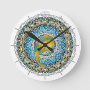 Henna Elephant Mandala Ganesha Mindfulness Clock Ronde Klok