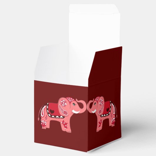 Henna Elephant (rood/roze) Bedankdoosjes (Geopend)