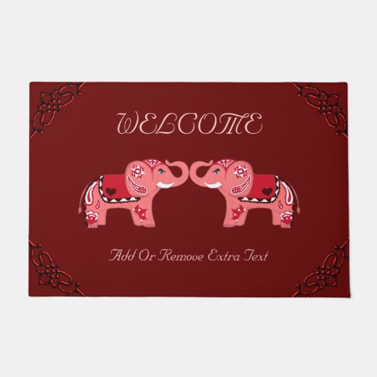 Henna Elephant (rood/roze) Deurmat (Voorkant)