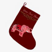 Henna Elephant (rood/roze) Grote Kerstsok (Voorkant (Hangend))