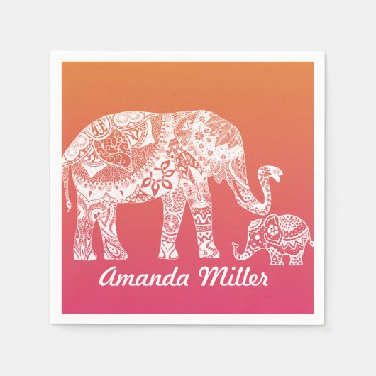 Henna Elephant Servetten (Voorkant)