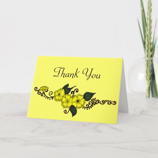 Henna Flower (geel) Bedankkaart (Voorkant)