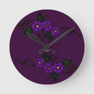 Henna Flower (Paars) Ronde Klok
