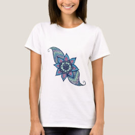 Henna geïnspireerd ontwerp in blauw en paarse shir t-shirt