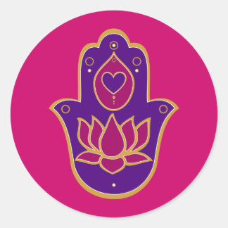 Henna Hamsa Lotus Pink Ronde Sticker