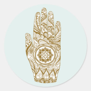 Henna Hand Tattoo met Lotus Flower Ronde Sticker
