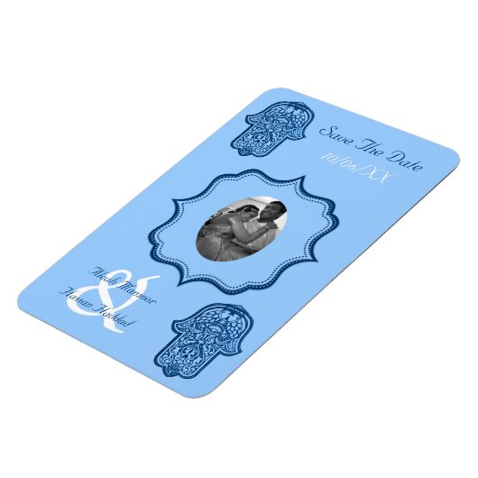 Henna Hand van Hamsa (blauw) (datum opslaan) Magneet (Linkerzijde)